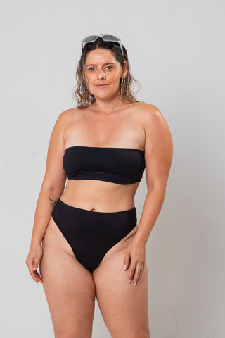 Calcinha de Biquíni Absorvente Cintura Alta Herself & Boa Forma Preto 46