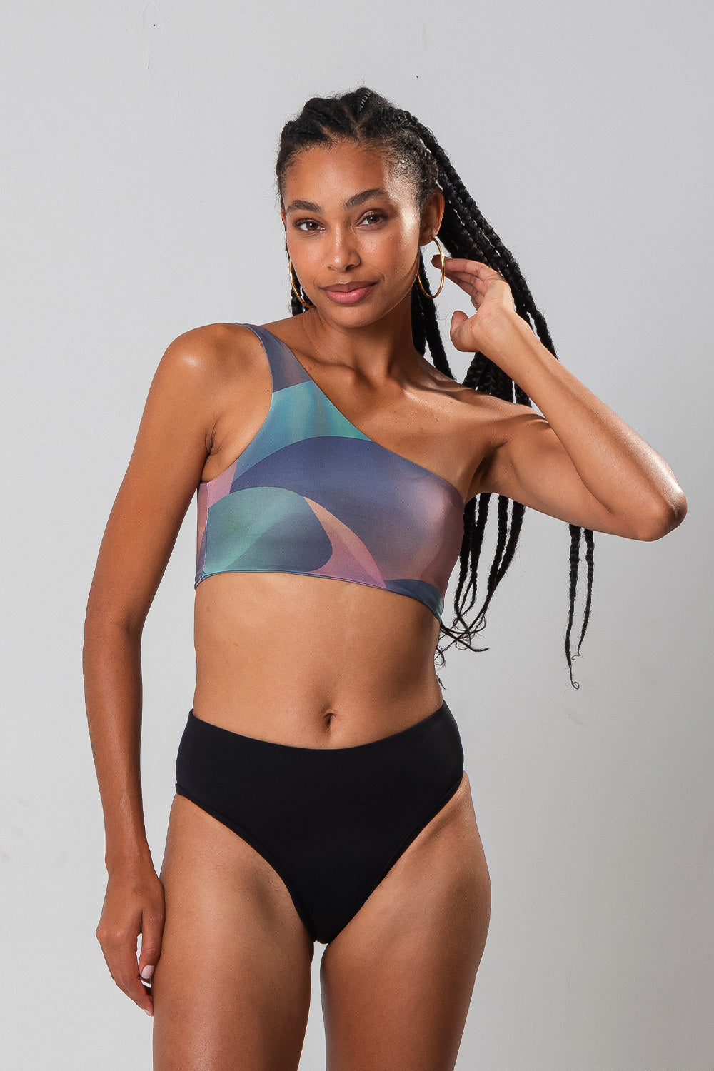 Calcinha de Biquíni Absorvente Cintura Alta Herself & Boa Forma Preto 46